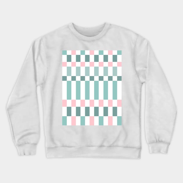 Sage Green and Pink Checkered Pattern Crewneck Sweatshirt by OneThreeSix